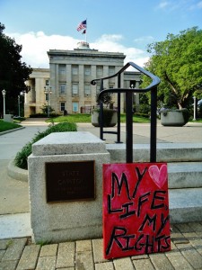 My Life, My Rights poster from a rally AGAINST Amendment One