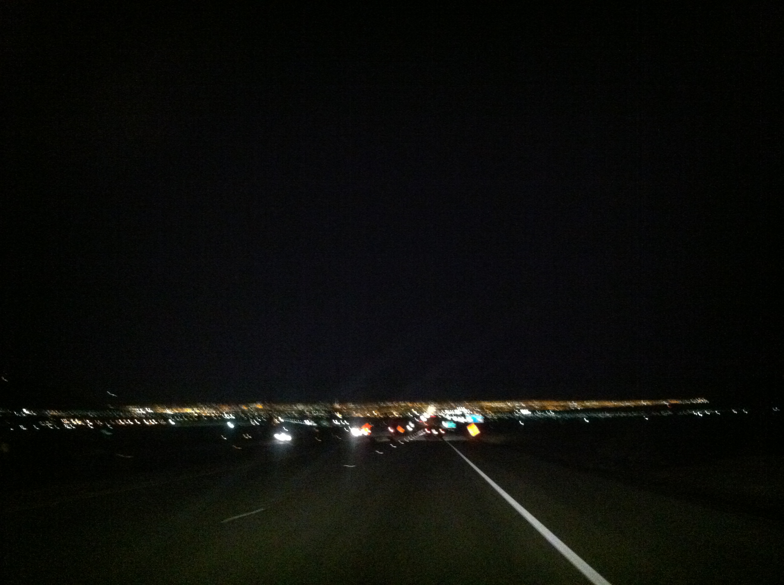 The blinking, blurry Vegas skyline. The blinking, blurry Vegas skyline.